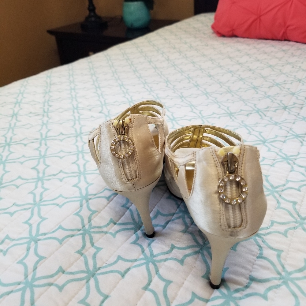 champagne strappy heels